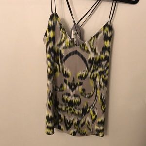 EUC Milly print silk top! Size 2 Black/yellow/silv